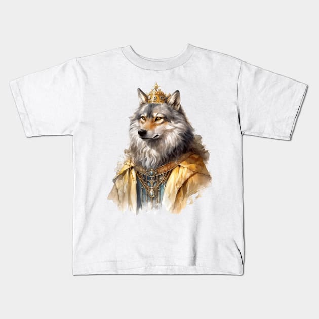 Watercolor Victorian Wolf #10 Kids T-Shirt by Chromatic Fusion Studio